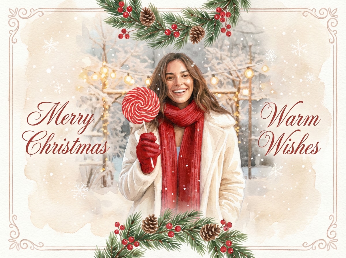 Watercolor Christmas card transformed image