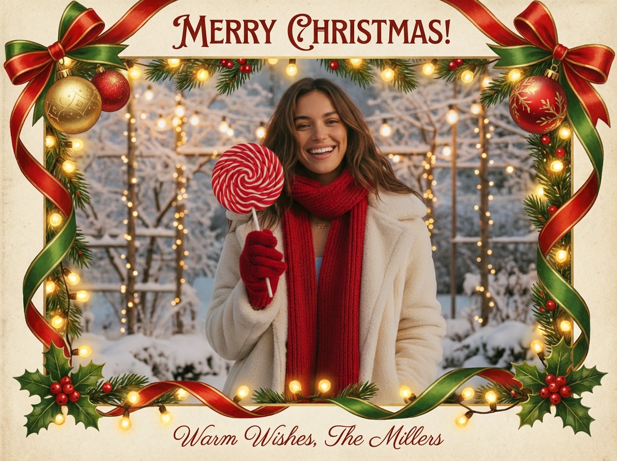 Traditional red-green Christmas card transformed image