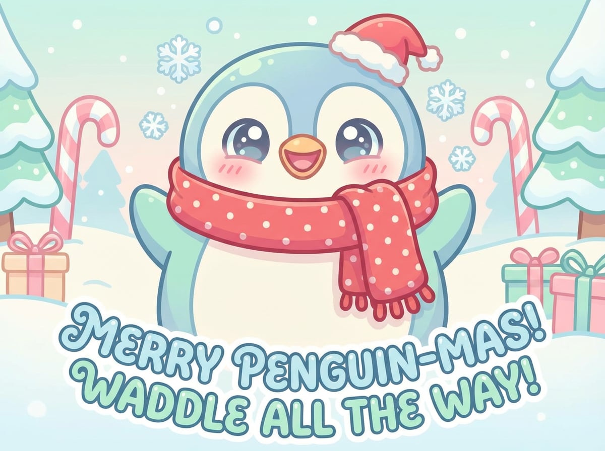 Cute kawaii Christmas card reference image
