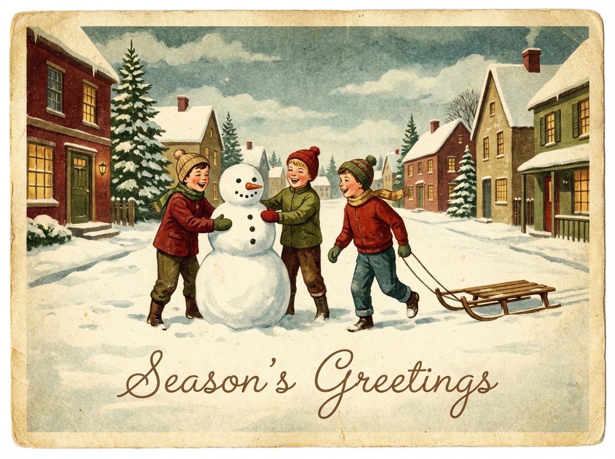 Vintage Christmas card reference image