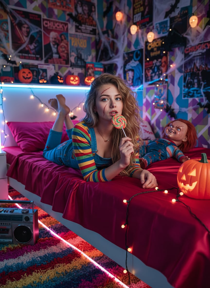 Neon Bedroom with Chucky