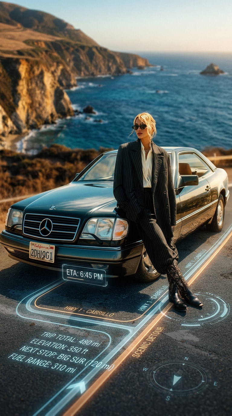 Luxury SUV Route Projection cinematic car photo prompt