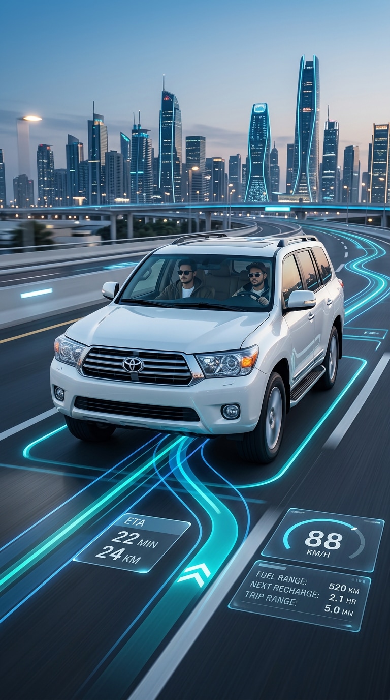 Urban Expressway Navigation cinematic car photo prompt