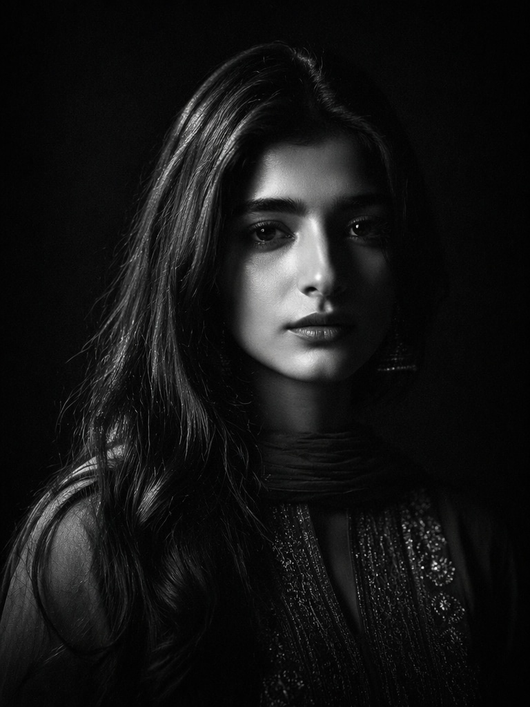 Cinematic studio relight portrait generated with prompt