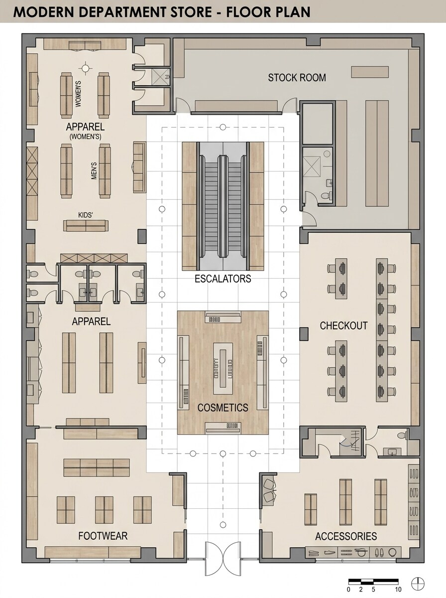 Clean Architectural Floor Plan