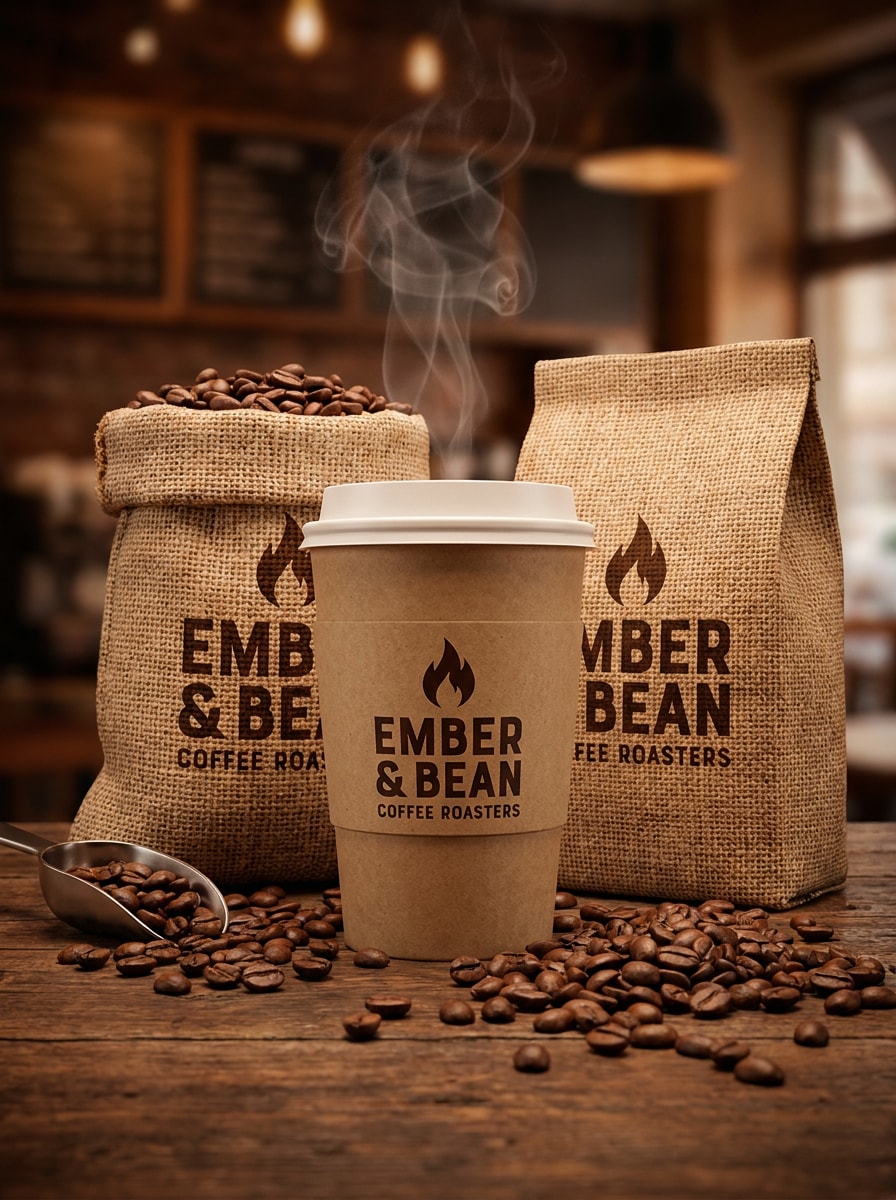 Coffee Beans and Steam Accent