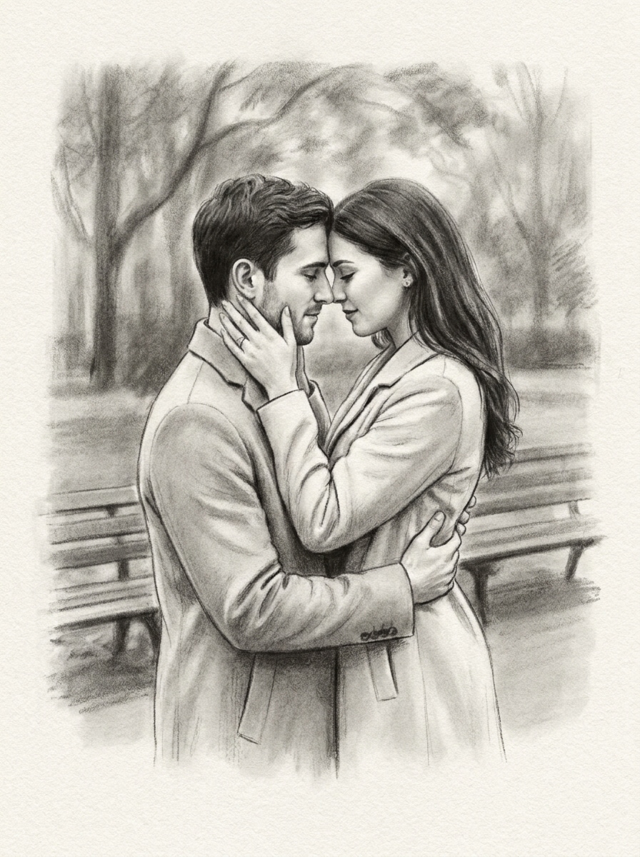 Couple Charcoal Drawing