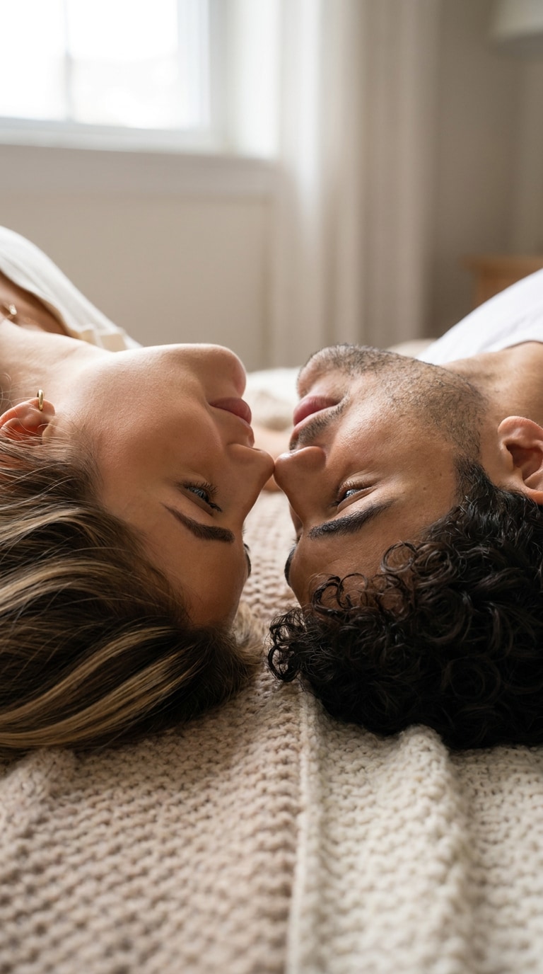 Mirrored gaze couple AI photo prompt