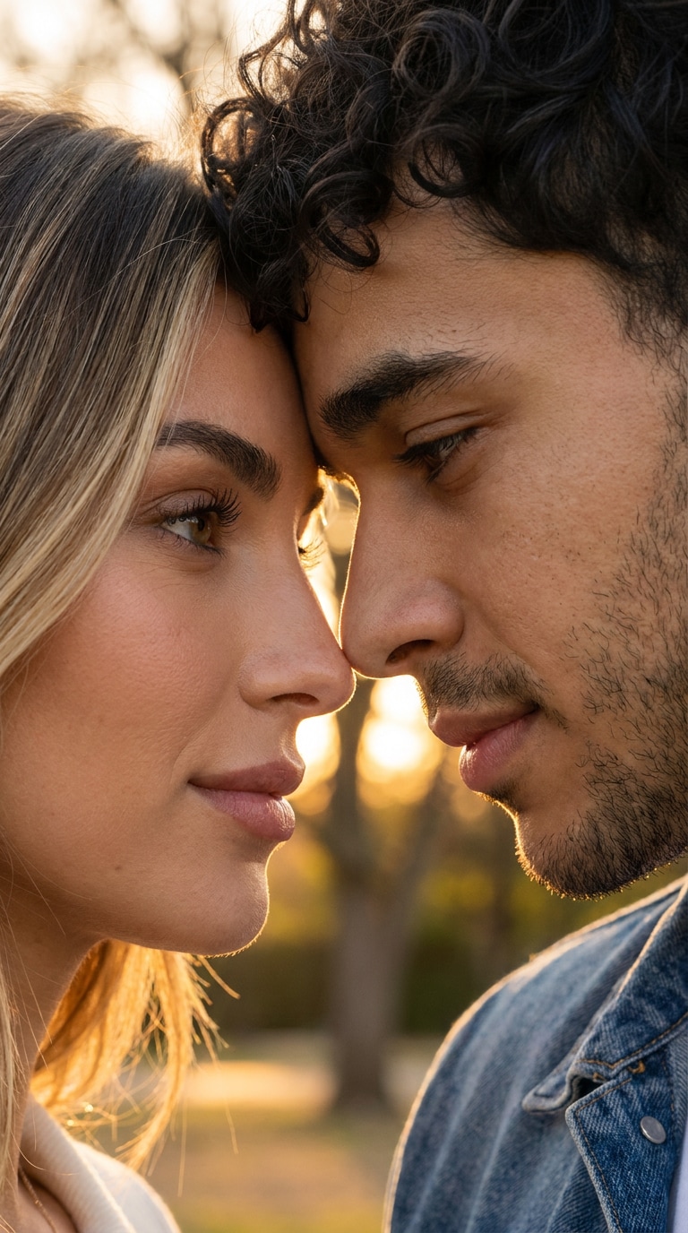 Forehead touch couple eyes AI image prompt