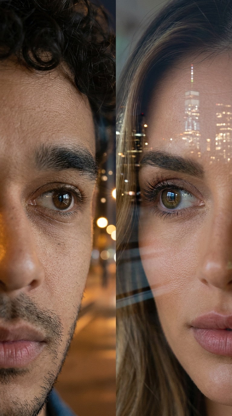 Long distance couple eyes AI photo prompt