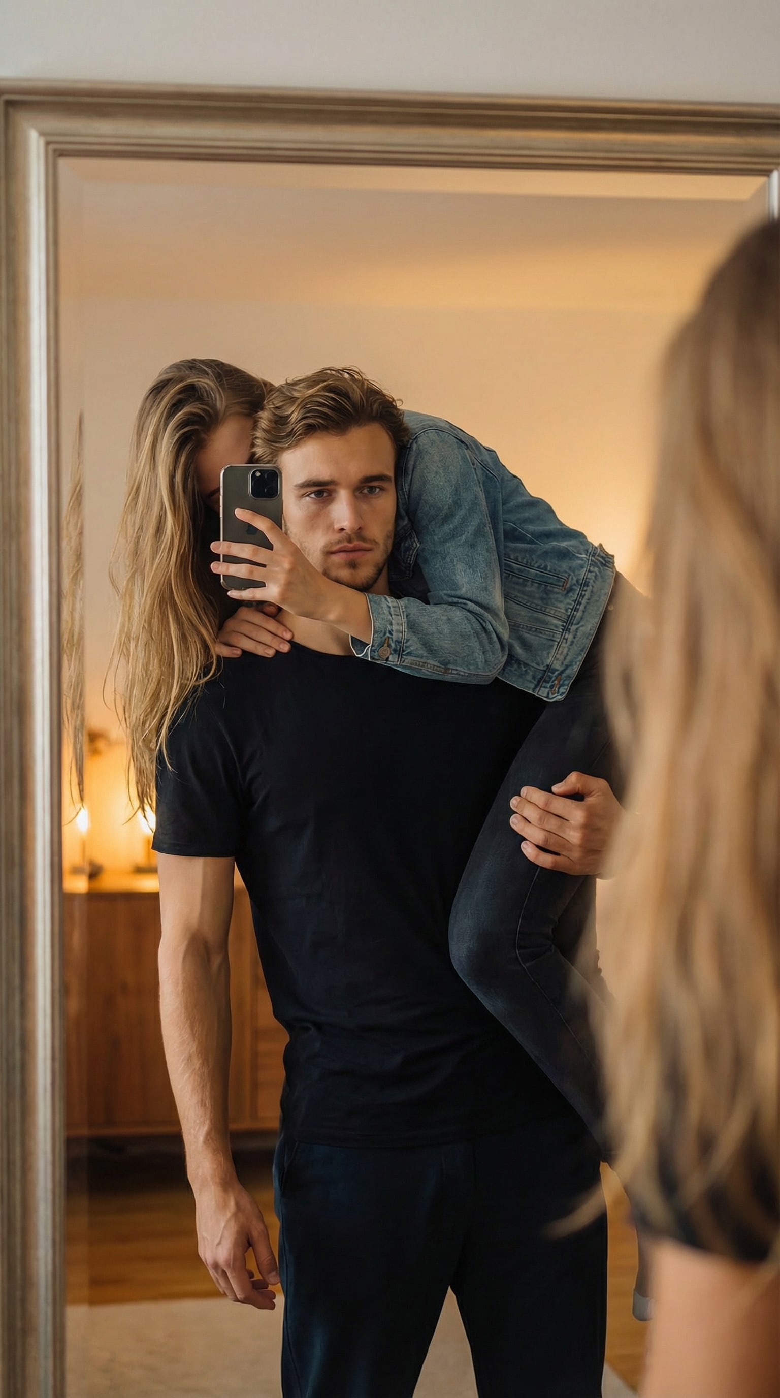 couple mirror selfie pose