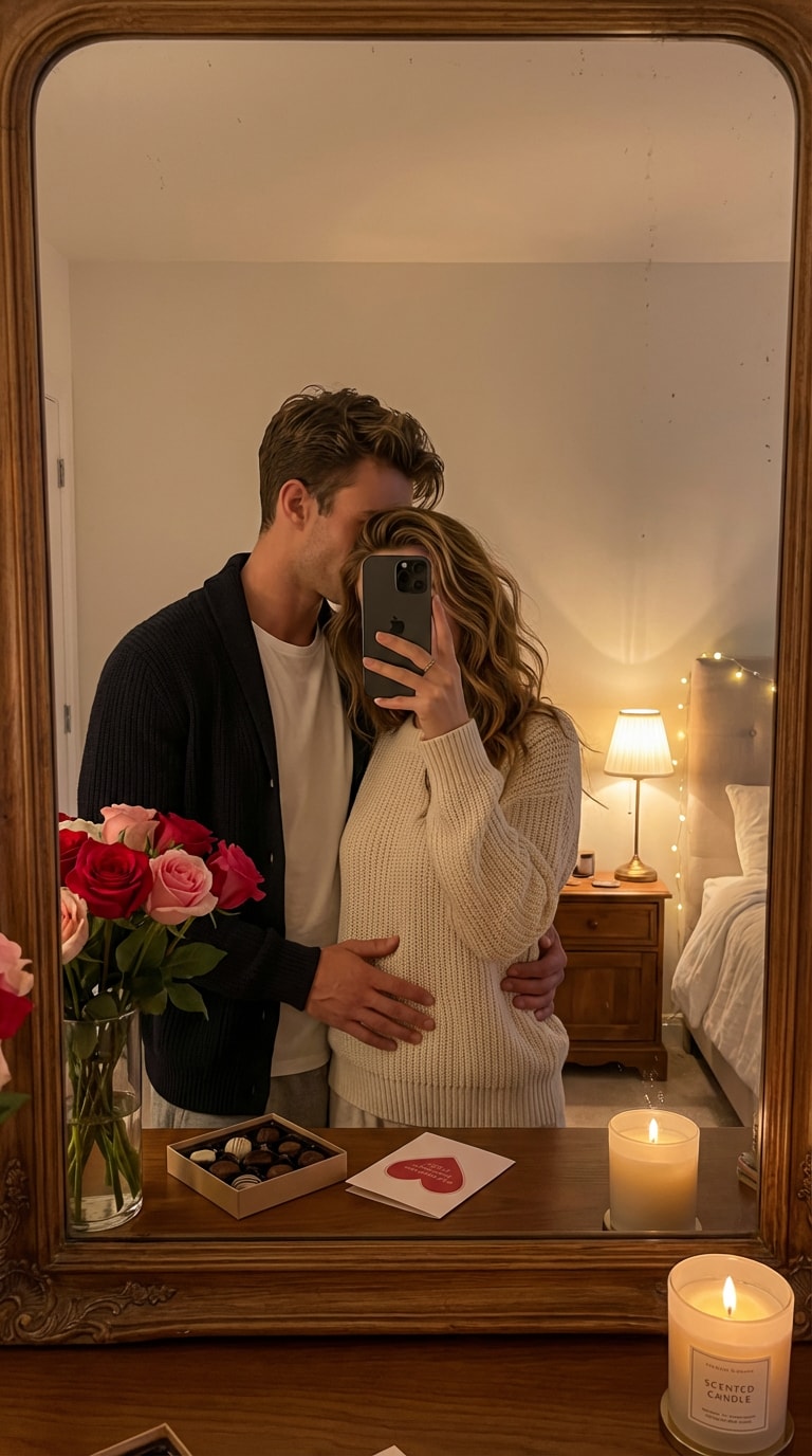 couple mirror selfie pose