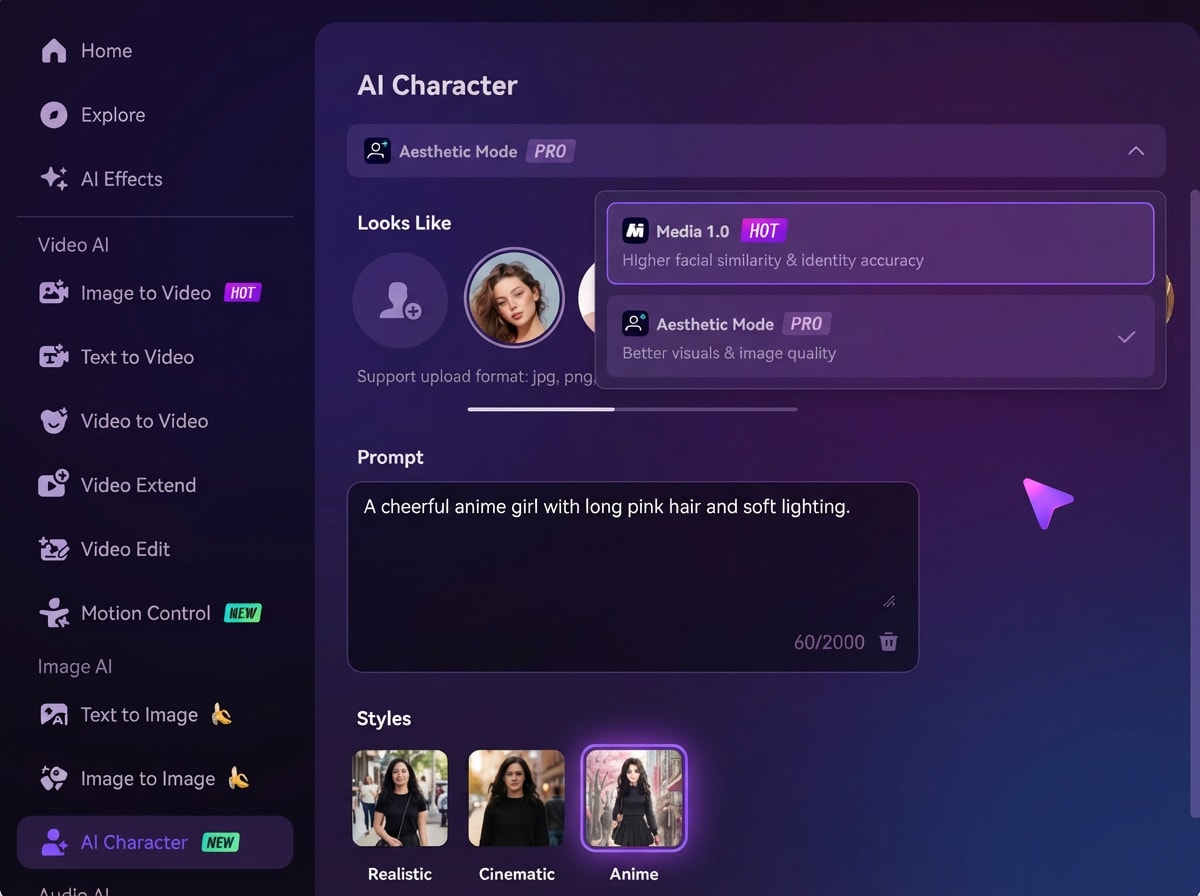 Upload and describe your anime character