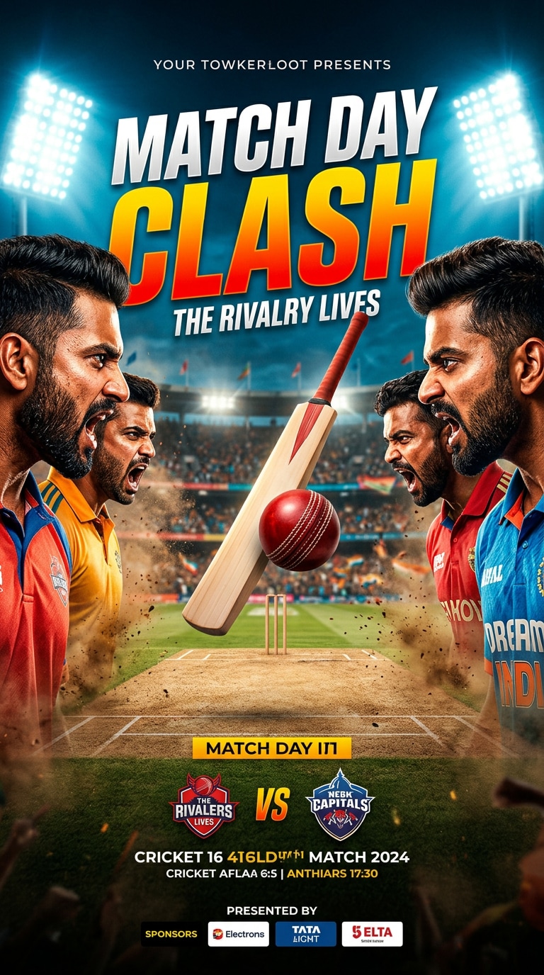 Cricket AI image generator match poster prompt