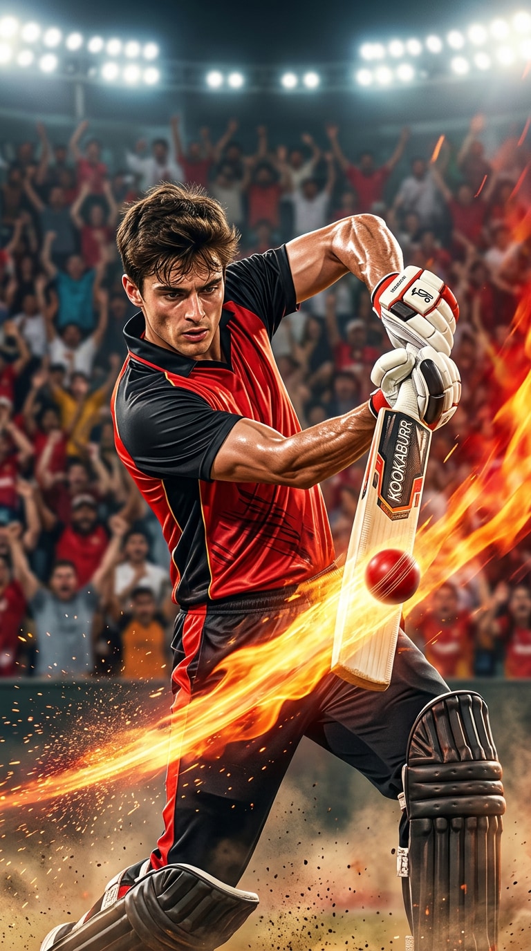 Fast bowler cricket poster prompt
