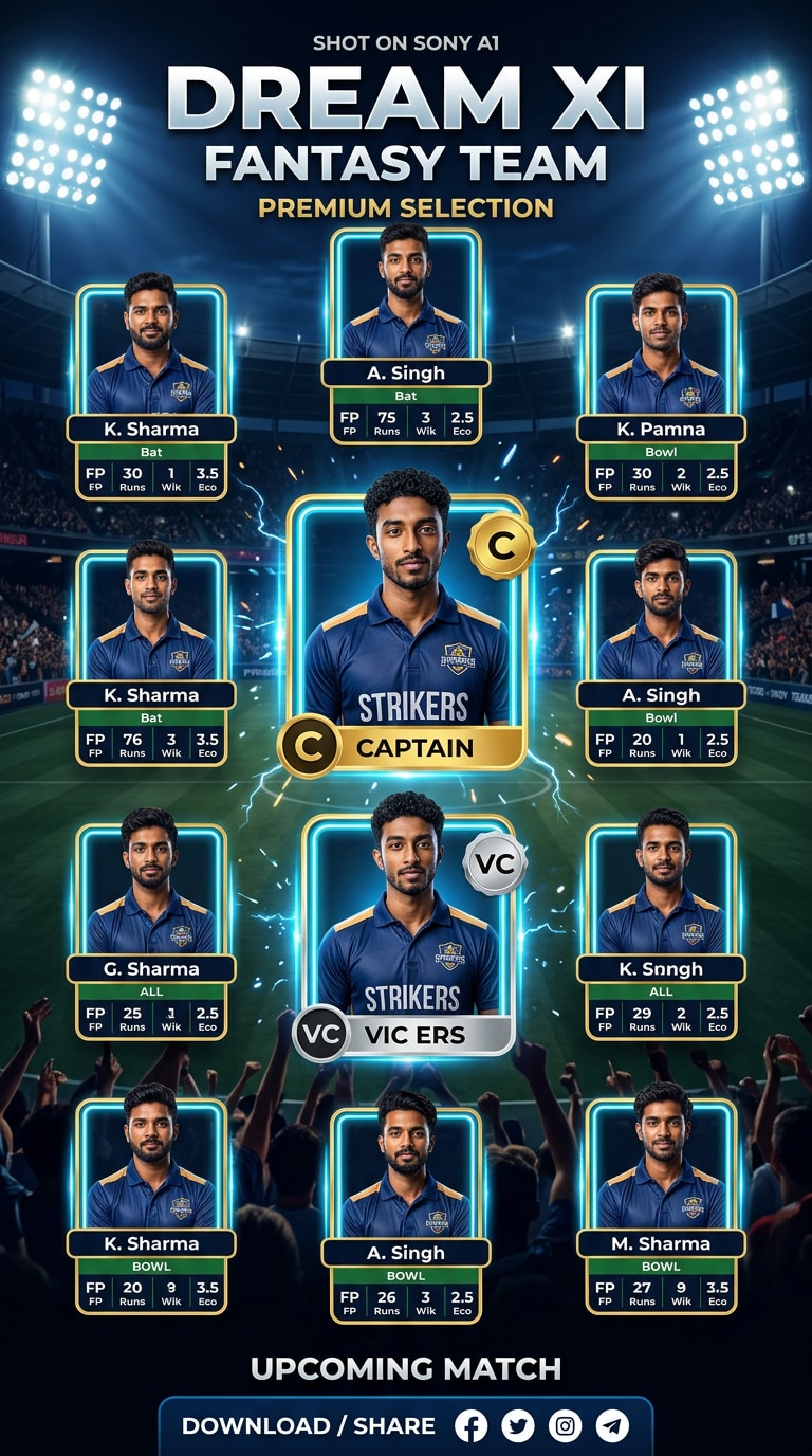 Fantasy cricket team poster prompt