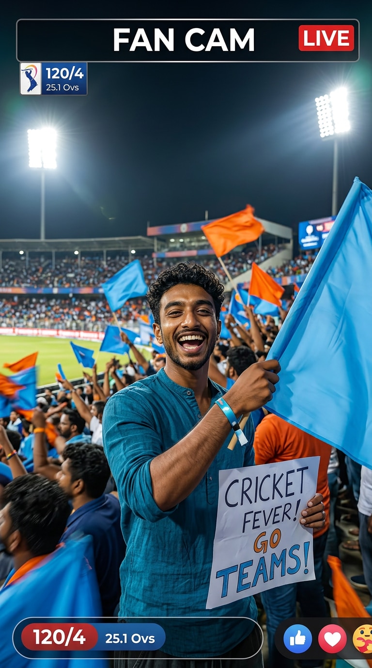 Cricket fan cam AI image prompt