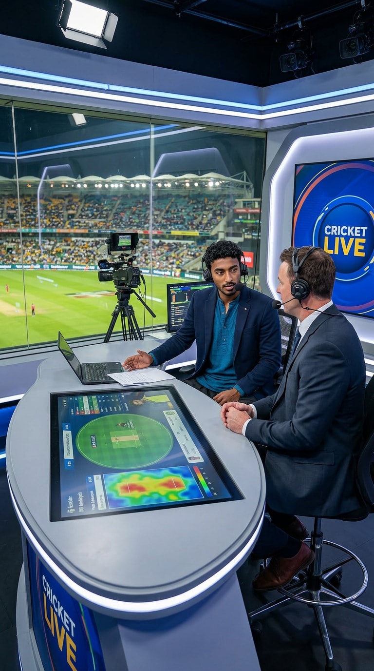 Cricket commentary desk prompt