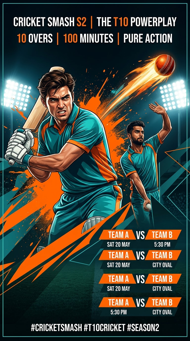Cricket team poster AI prompt