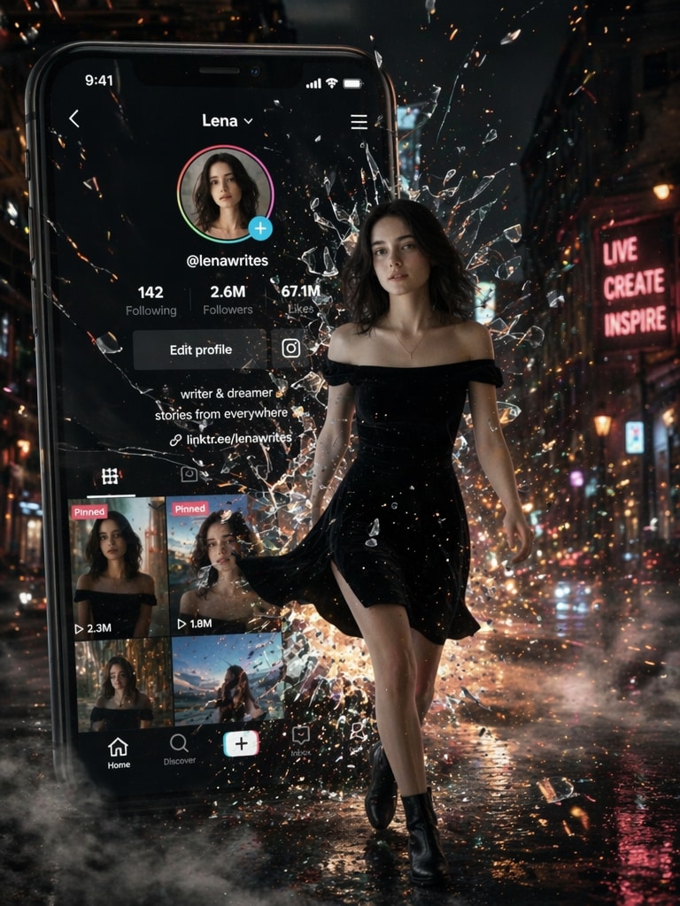 TikTok Screen Break Walkout Cross Dimensional AI Photo Effect