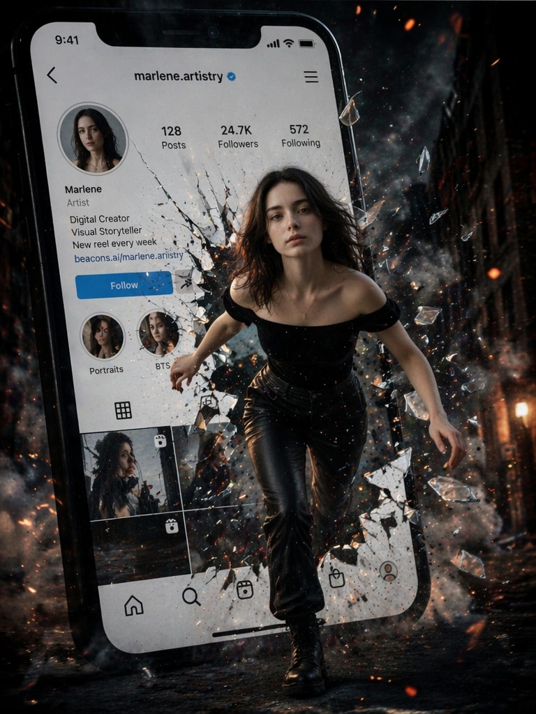 cross-dimensional AI AI poster with phone screen break style