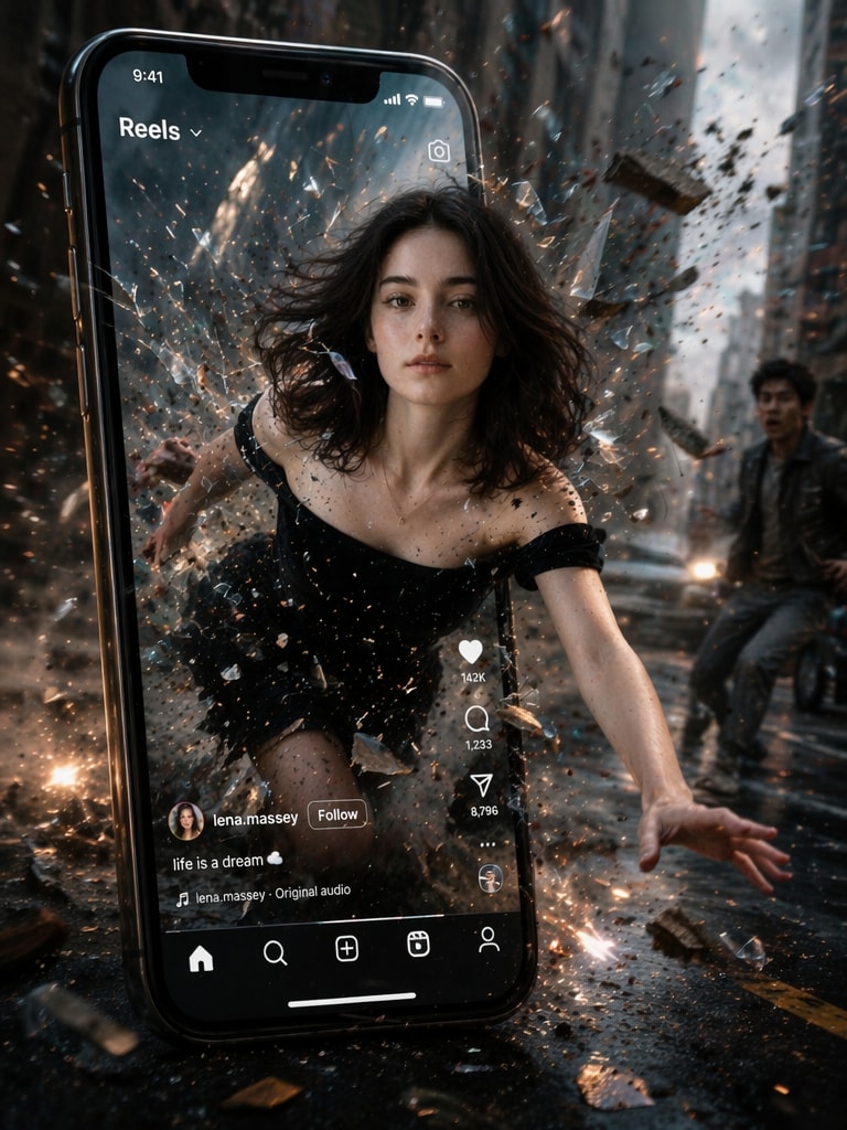 Social Media Dimension Crash Cross Dimensional AI Photo Effect