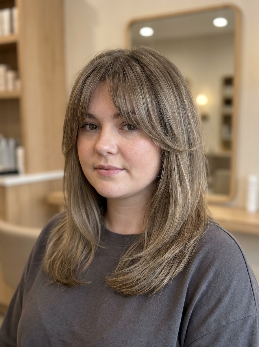 Curtain Bangs for Round Face