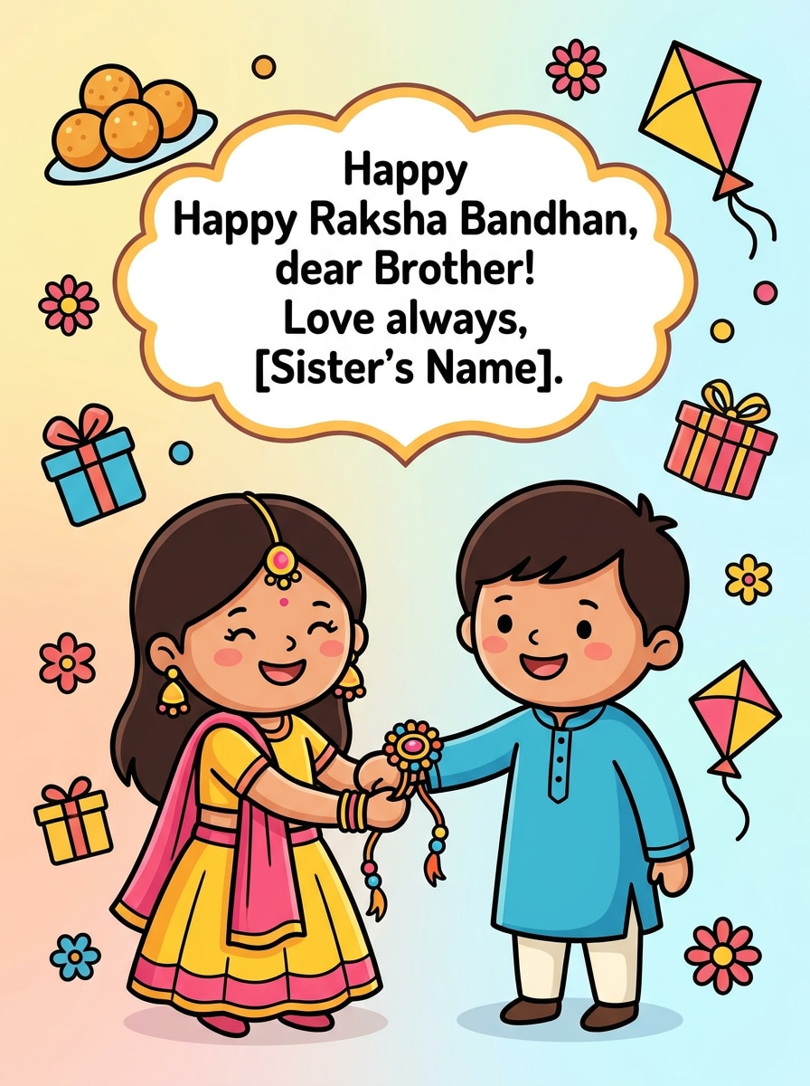 Cute Cartoon Rakhi Card
