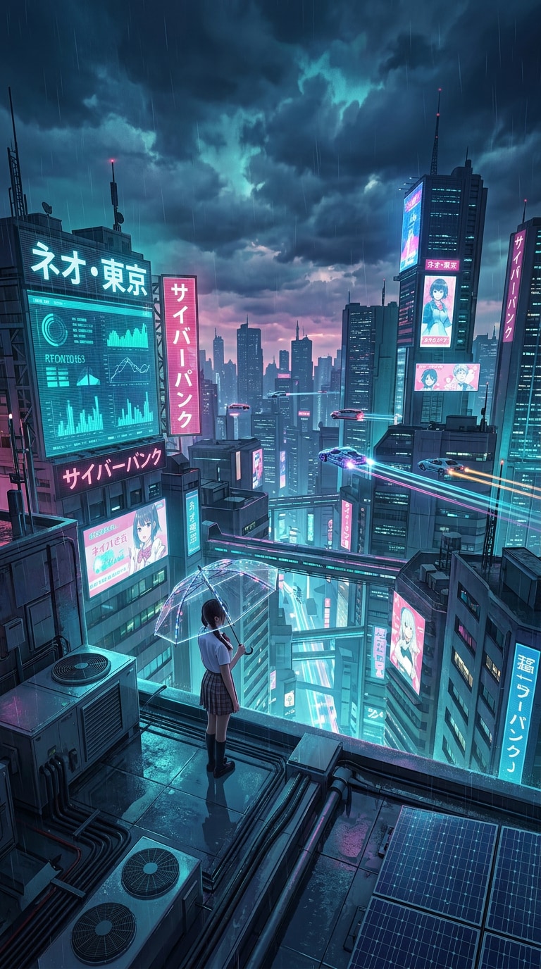 Futuristic samurai cyberpunk anime wallpaper prompt