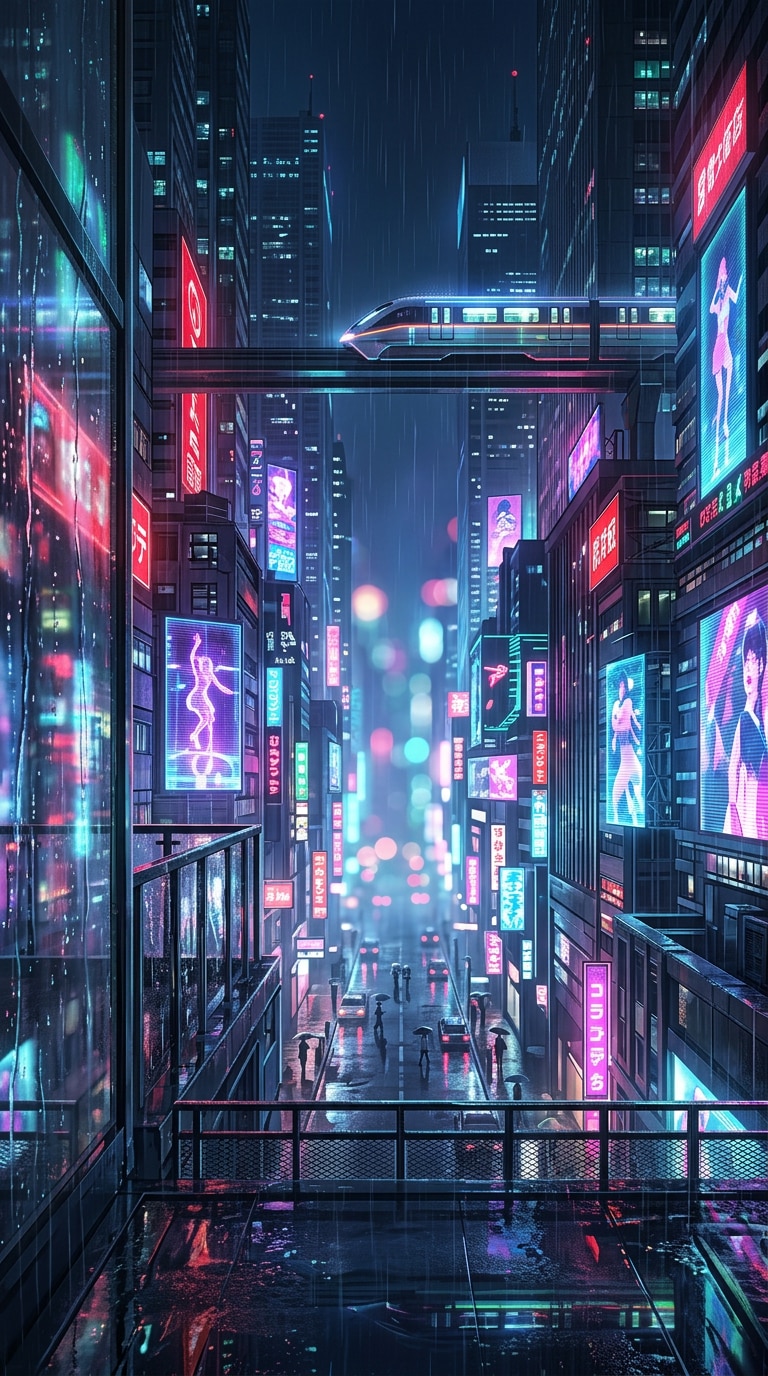 Cyberpunk anime motorcycle wallpaper prompt
