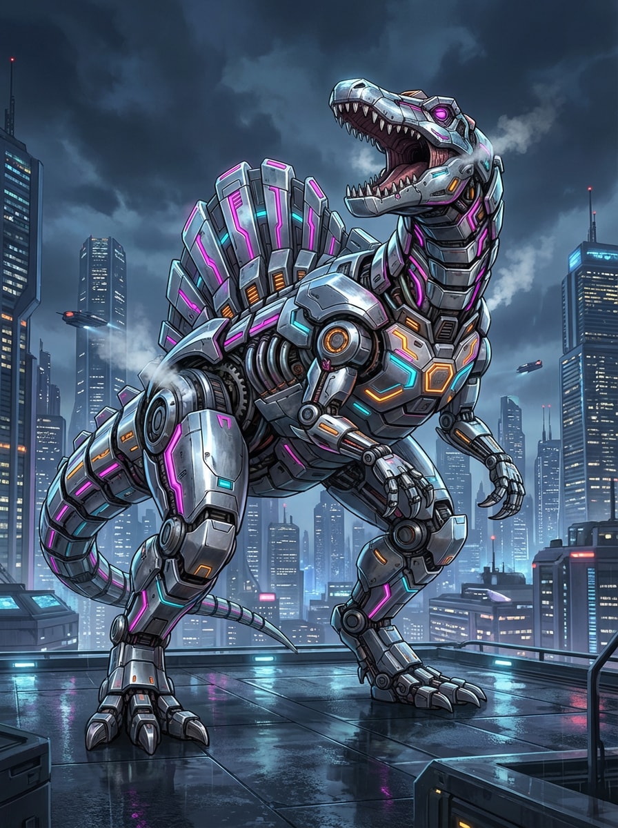 Cyberpunk Mecha Dinosaur