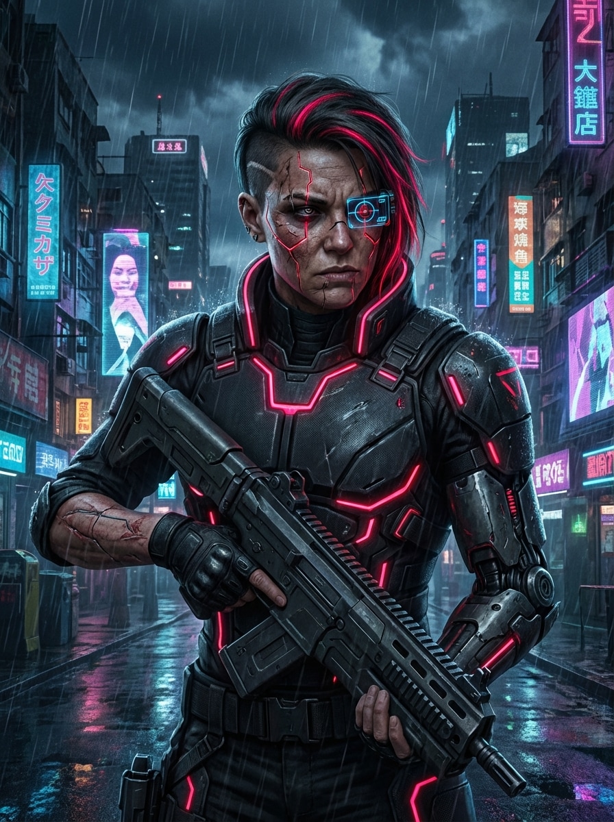 Cyberpunk Mercenary Soldier