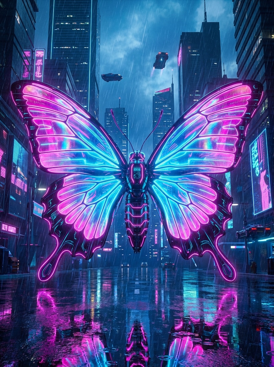 Cyberpunk Neon Butterfly