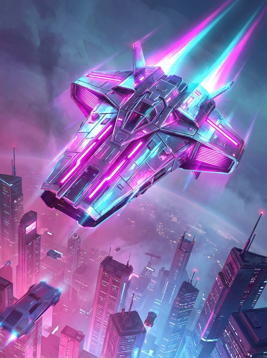 Cyberpunk Neon Frigate