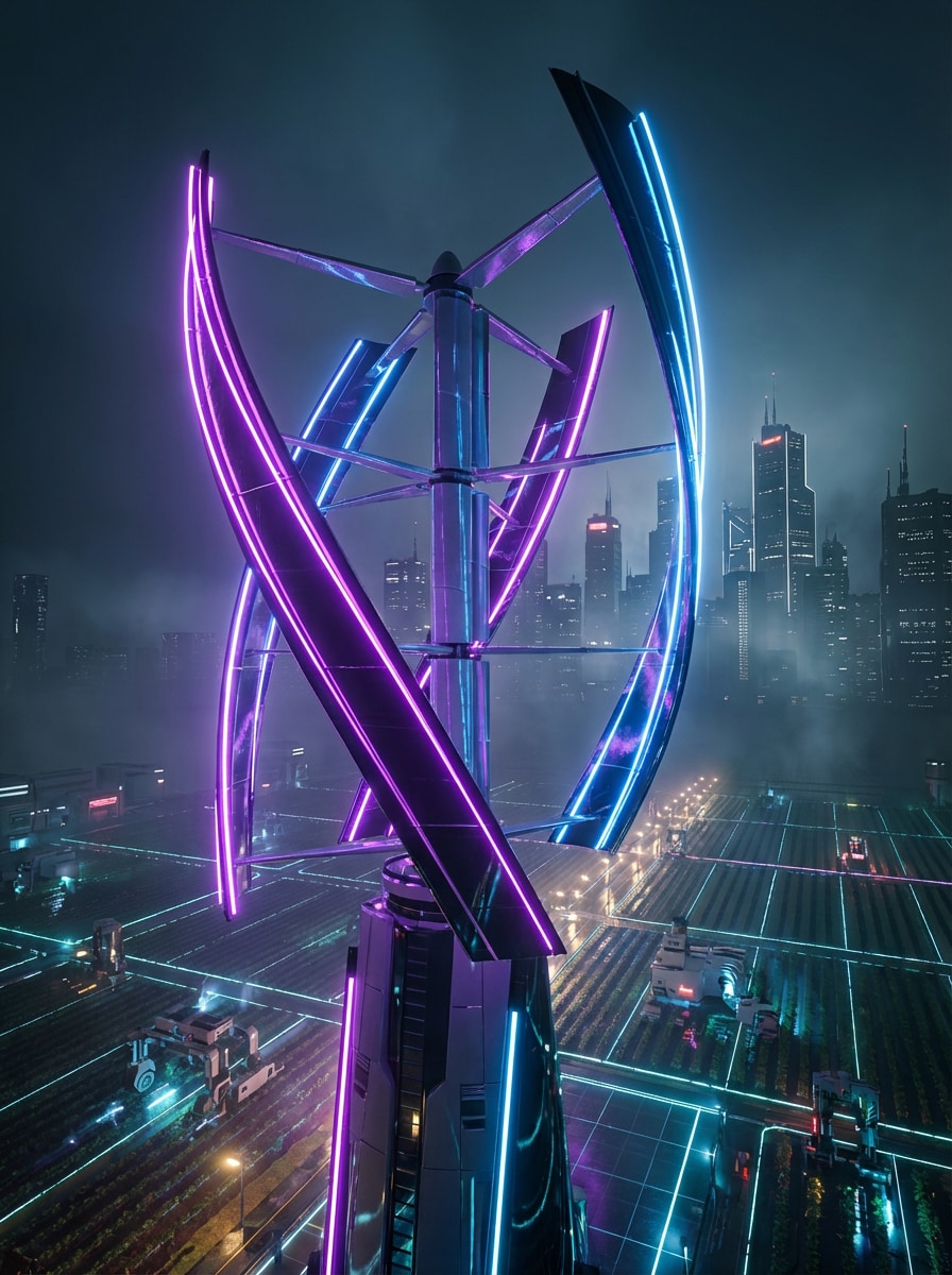 Cyberpunk Neon Windmill