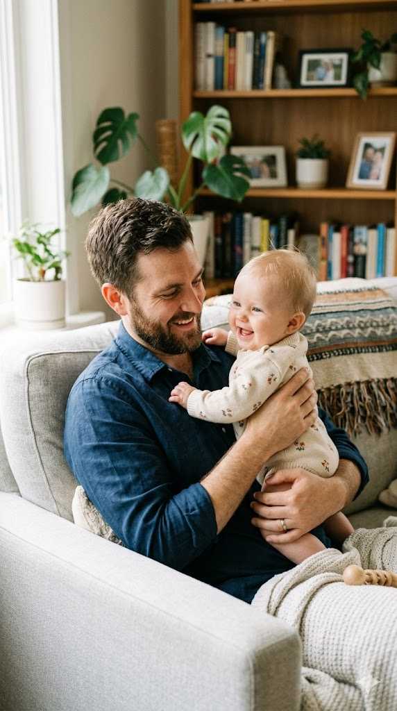 Dad with baby AI photo prompts preview
