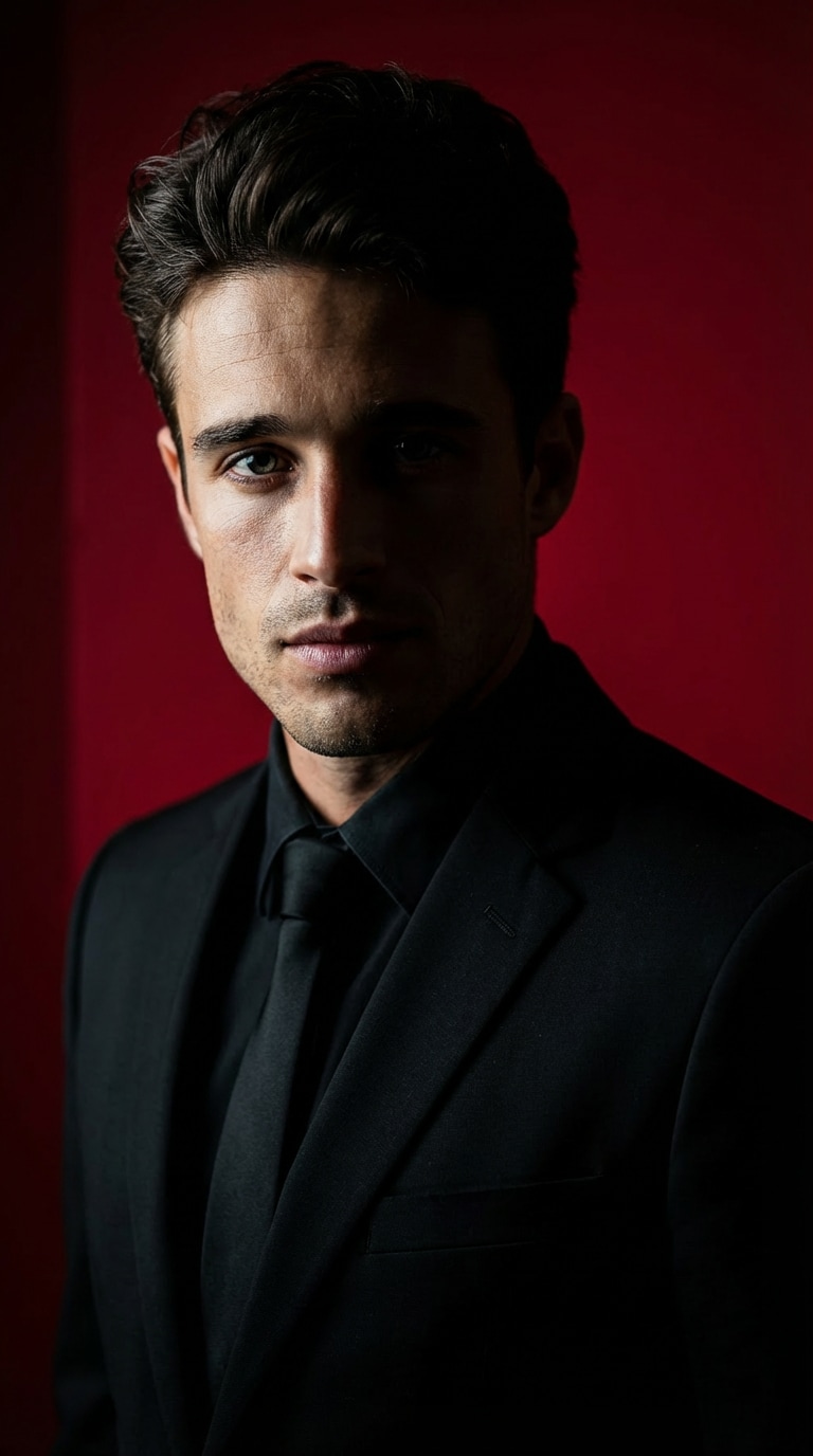 High-Contrast Crimson Daredevil Portrait