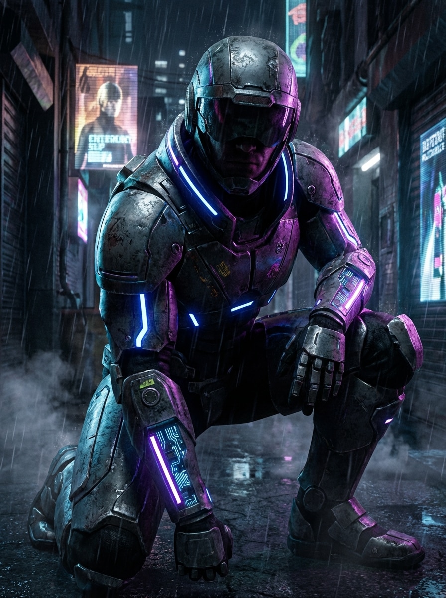 Dark Cyber Warrior Portrait