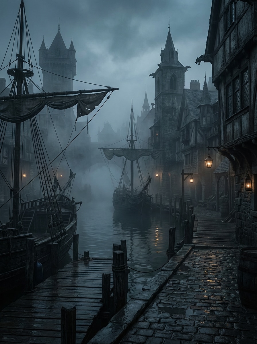 Dark Fantasy Harbor Town