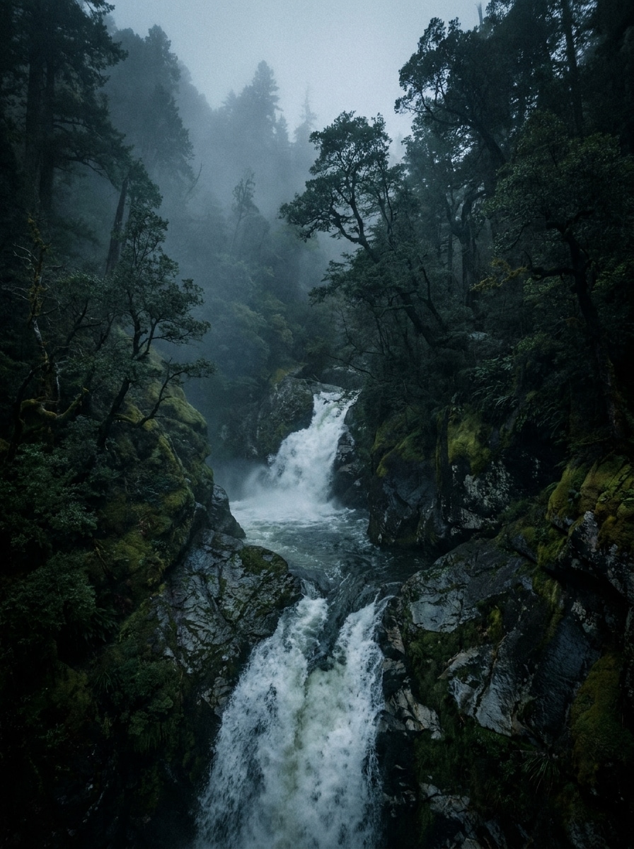 Dark Moody Waterfall
