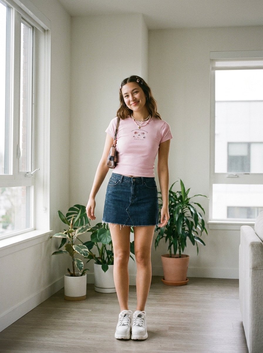 Short skirt try on haul denim