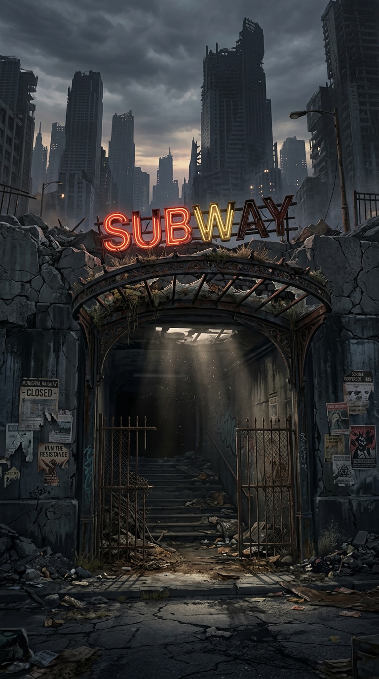 post-apocalyptic city AI art prompt
