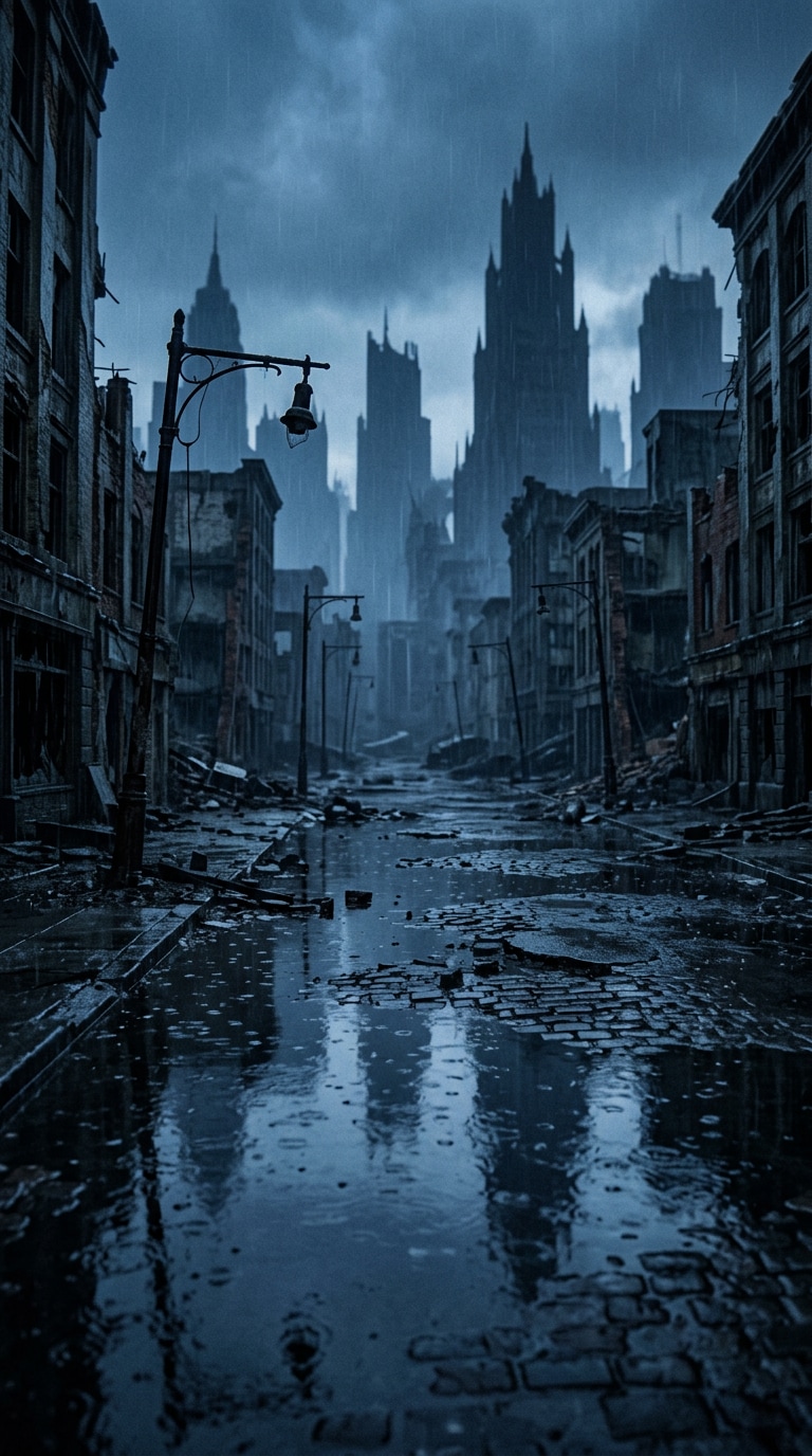 dystopian city ruins prompt generator