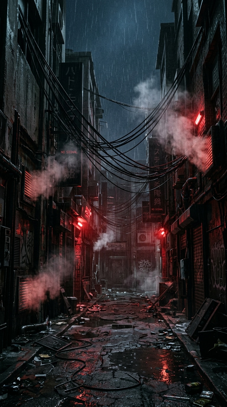 blackout cyberpunk ruins prompt