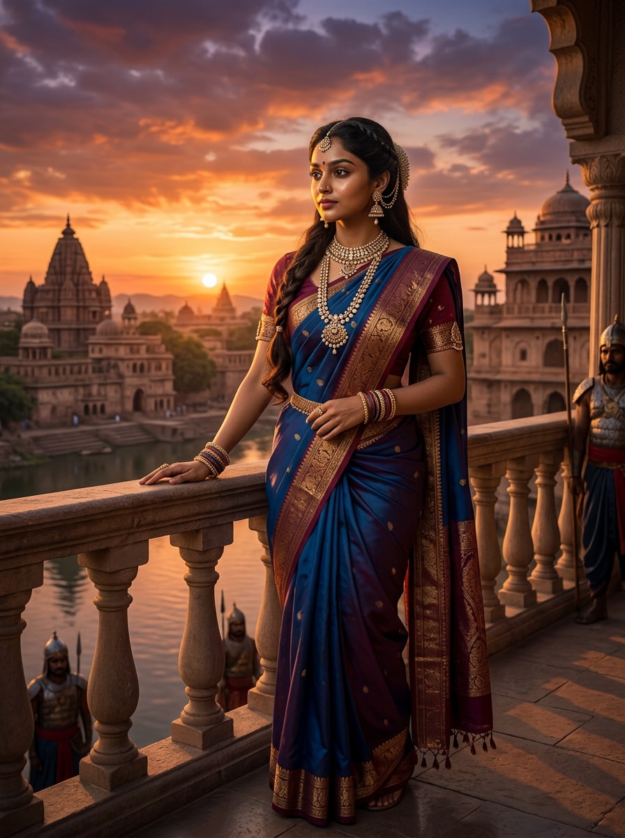 Royal Balcony Portrait Devasena prompt for Gemini AI