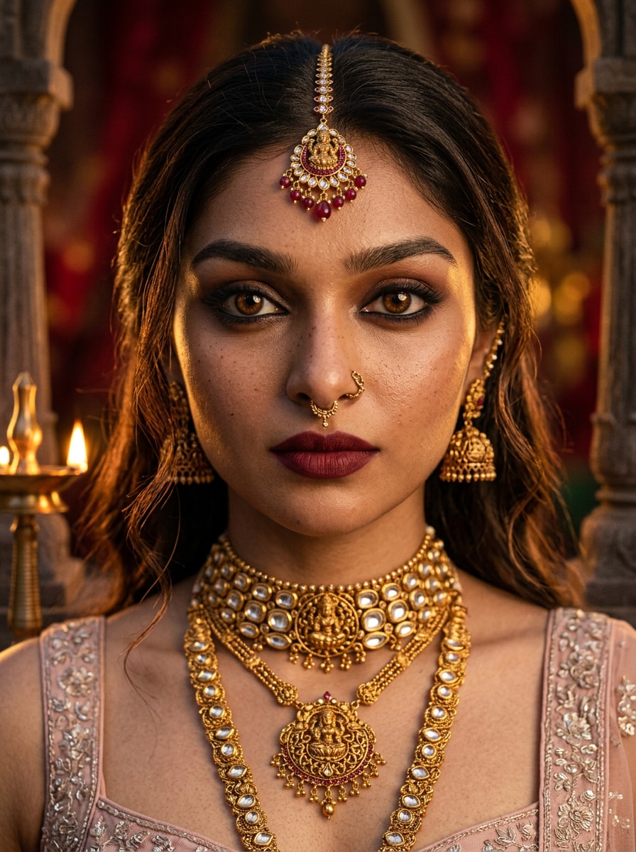 Epic Queen Cinematic Close-Up Devasena prompt