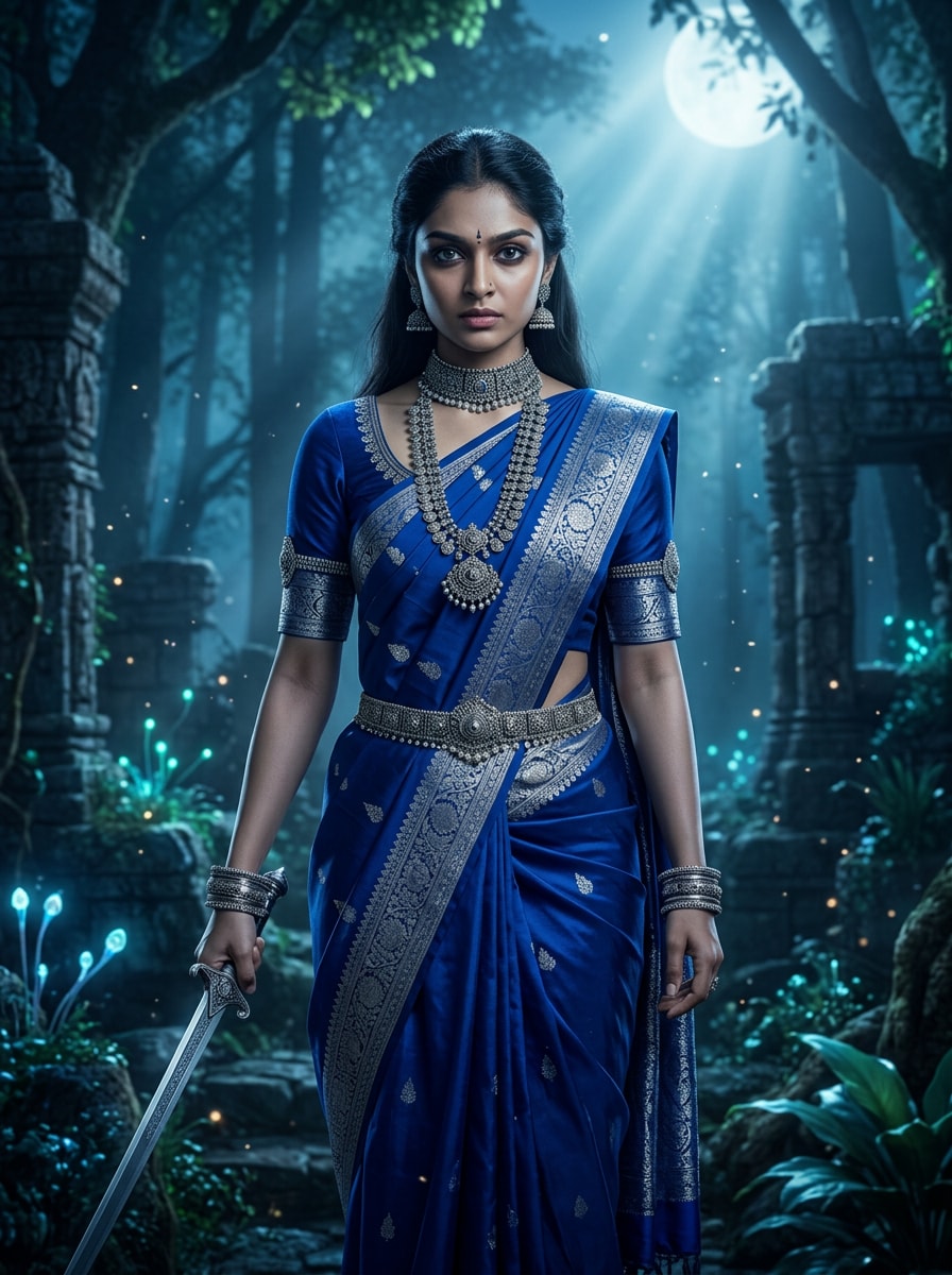Moonlight Warrior Queen Devasena Gemini AI prompt