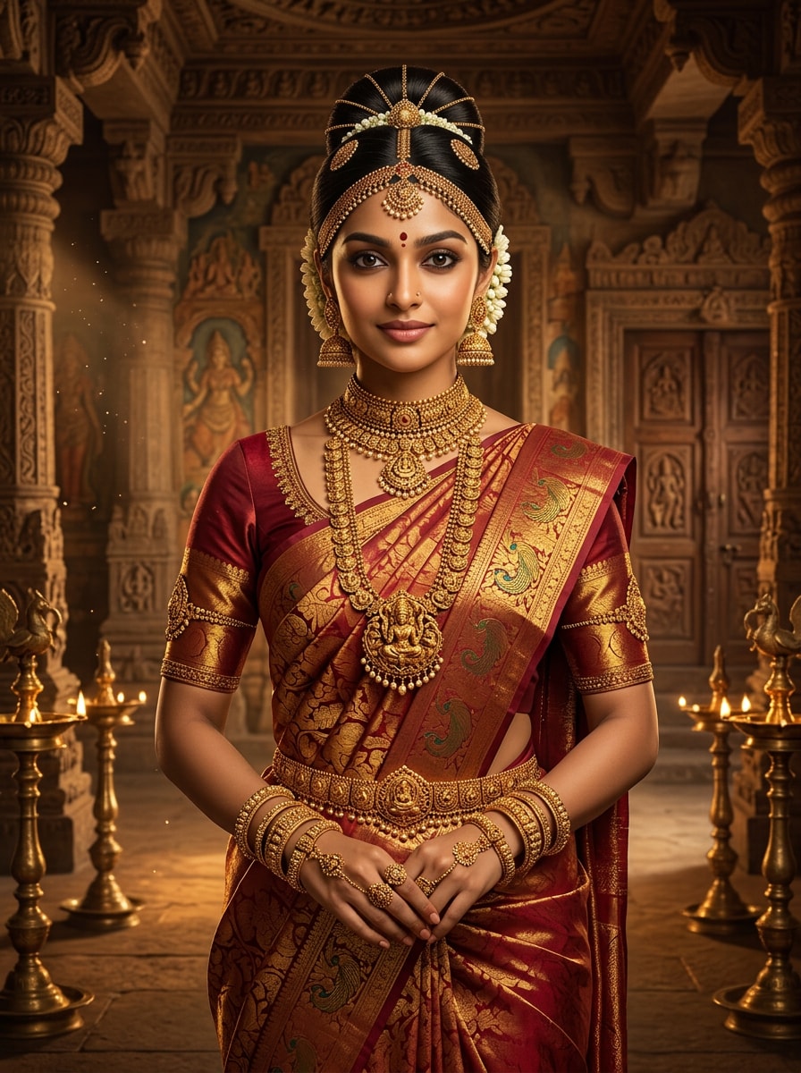 Elegant Royal Bride Style Bahubali Devasena prompt