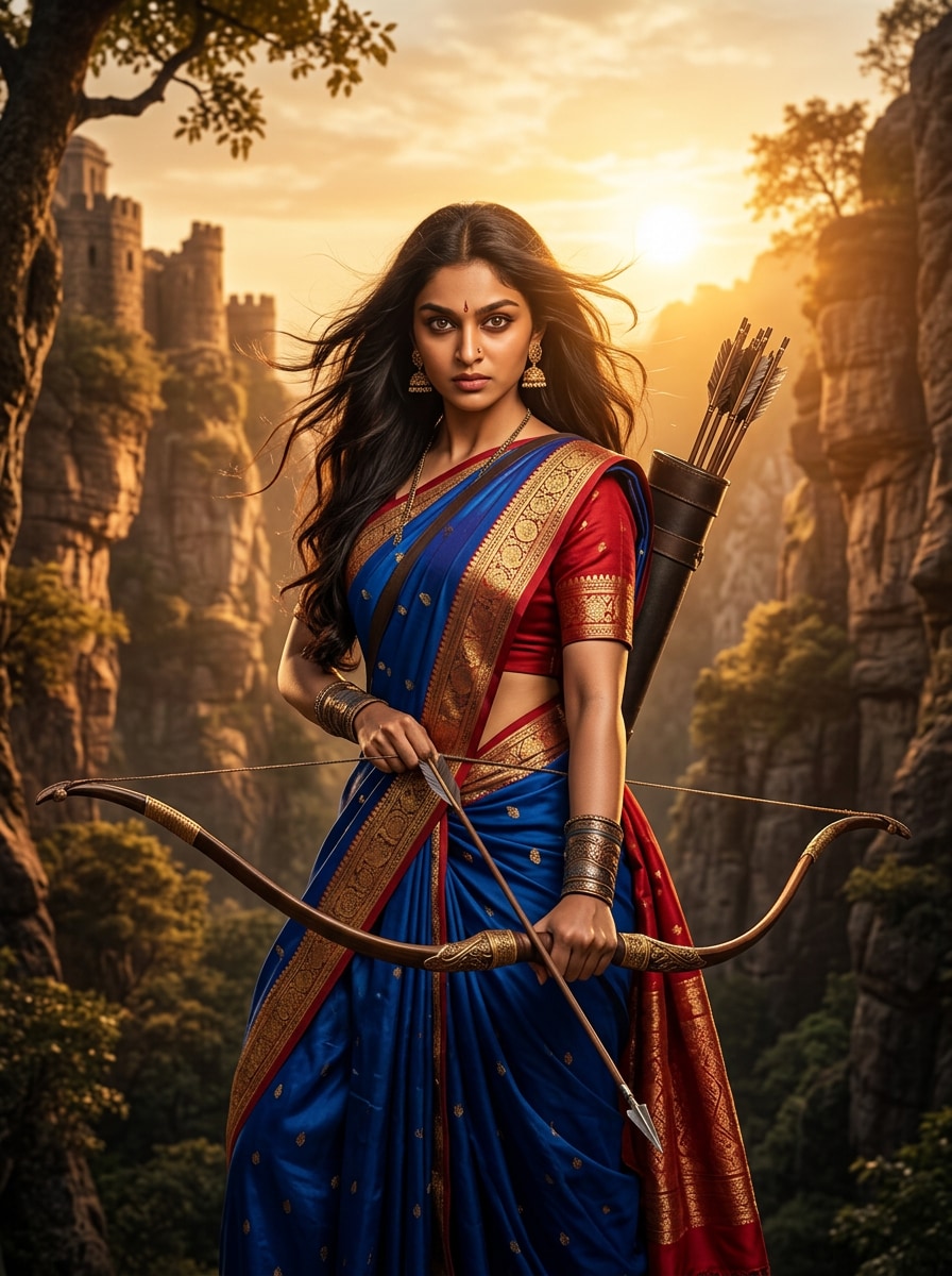 Bahubali Devasena archer princess Gemini AI result