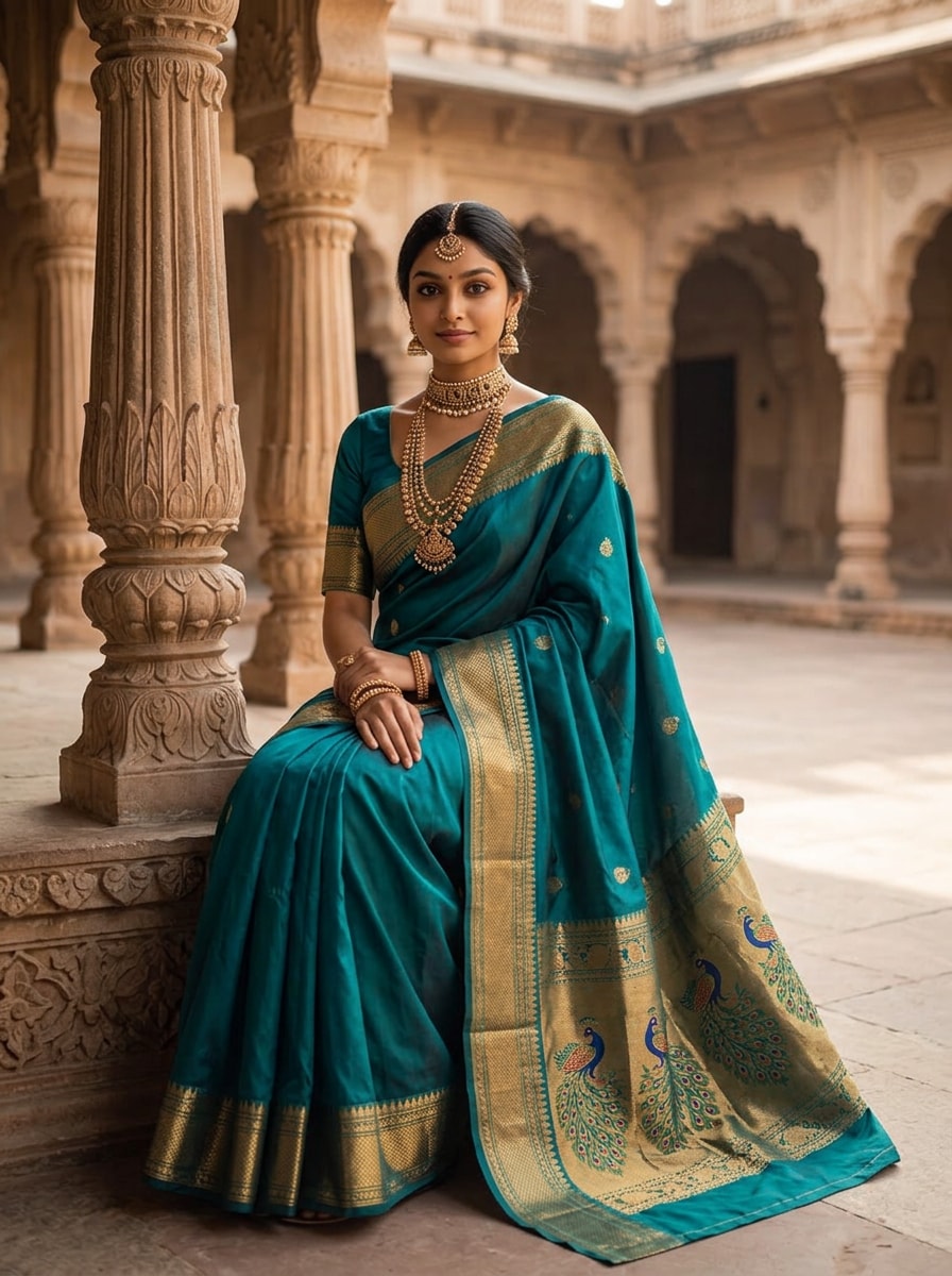 Royal Courtyard Beauty Devasena Gemini AI prompt